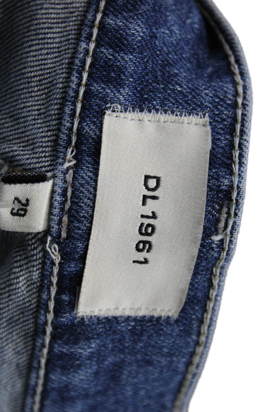 DL1961 Womens High Rise Cropped Jeans Blue Button Cotton Inseam 27 Size 29