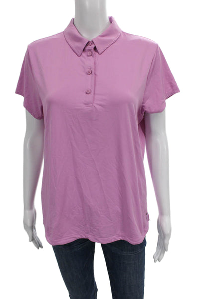Belyn Key Women Purple Collared Short Sleeve Nylon Spandex Polo Size L