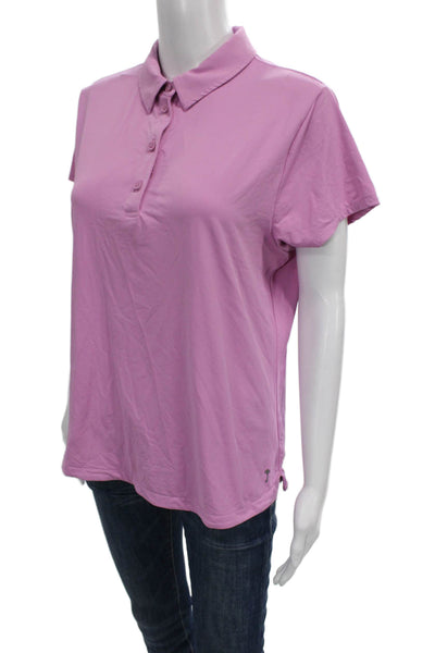 Belyn Key Women Purple Collared Short Sleeve Nylon Spandex Polo Size L