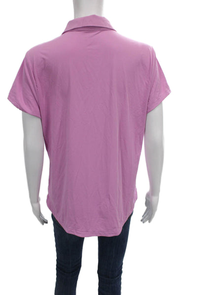 Belyn Key Women Purple Collared Short Sleeve Nylon Spandex Polo Size L