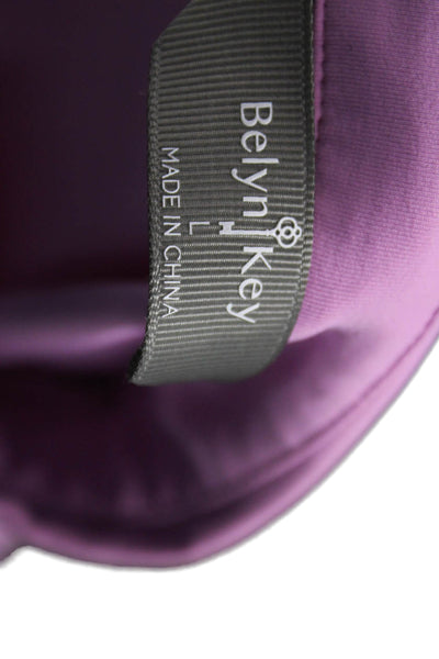 Belyn Key Women Purple Collared Short Sleeve Nylon Spandex Polo Size L