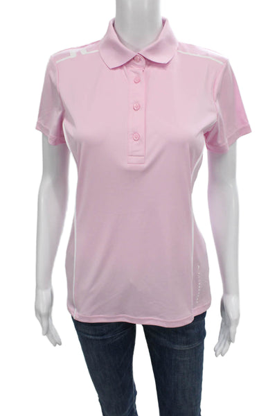 J. Lindeberg Womens Pink Collared Short Sleeve Polo Polyester Size M