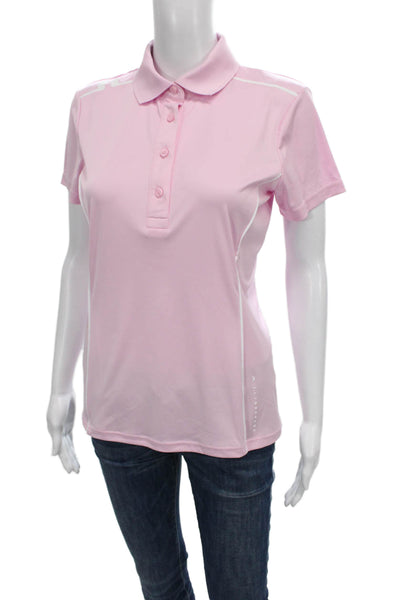 J. Lindeberg Womens Pink Collared Short Sleeve Polo Polyester Size M