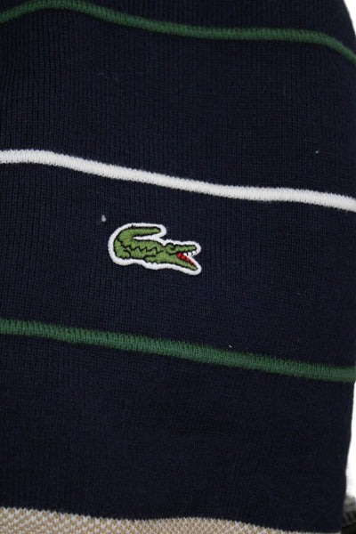 Lacoste Women Polo Blue Colorblock Short Sleeve Cotton Blend Size S
