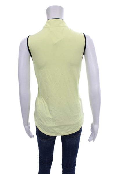 Belyn Key Womens Basic Polo Mock Neck Sleeveless Yellow Nylon Zip Size M