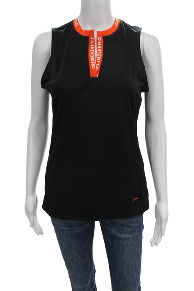 J. Lindeberg Womens Basic Sleeveless Collared Zip Tank Black Polyester Size M