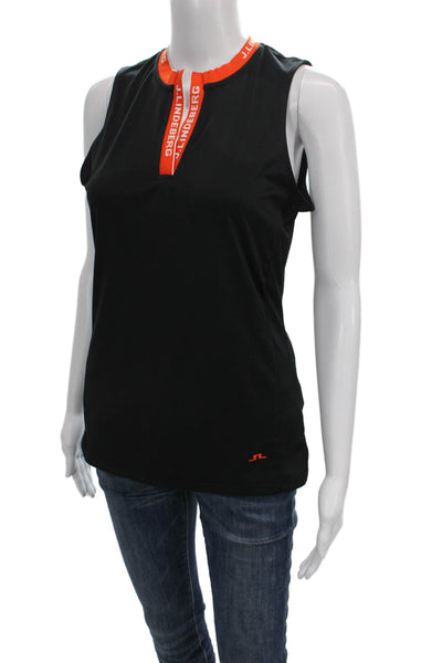 J. Lindeberg Womens Basic Sleeveless Collared Zip Tank Black Polyester Size M