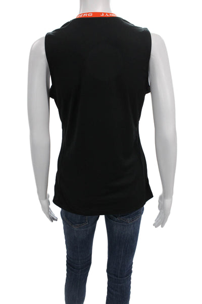 J. Lindeberg Womens Basic Sleeveless Collared Zip Tank Black Polyester Size M