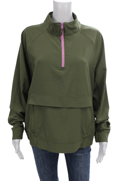 Belyn Key Womens Anorak Jacket Green Zip Polyester Long Sleeve Size XL