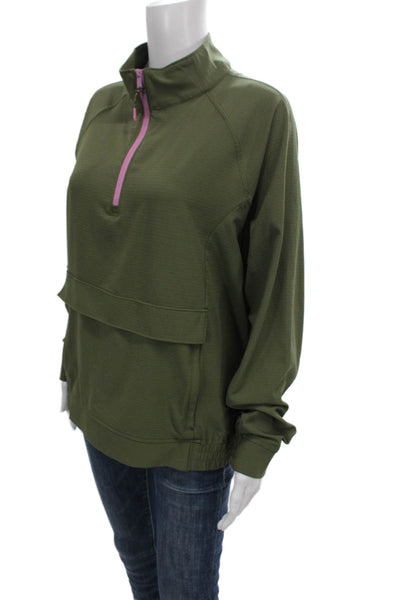 Belyn Key Womens Anorak Jacket Green Zip Polyester Long Sleeve Size XL