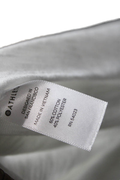 Athleta Women Basic White Long Sleeve T Shirt Cotton Blend Round Neck Size L