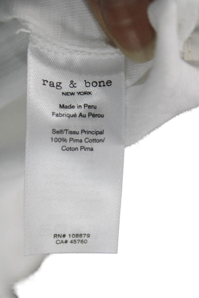 Rag & Bone Women Basic White 100% Pima Cotton Long Sleeve T-Shirt Size L