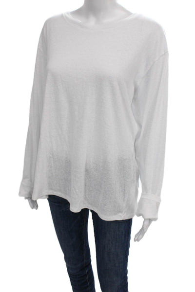 Wilfred Free Women White Crew Neck Long Sleeve Basic T-Shirt Size L