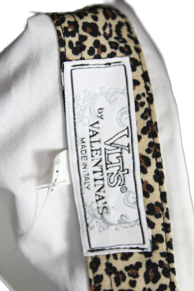 VLTs By Valentina Women Animal Print Cotton Collared Blouse Long Sleeve Size XL