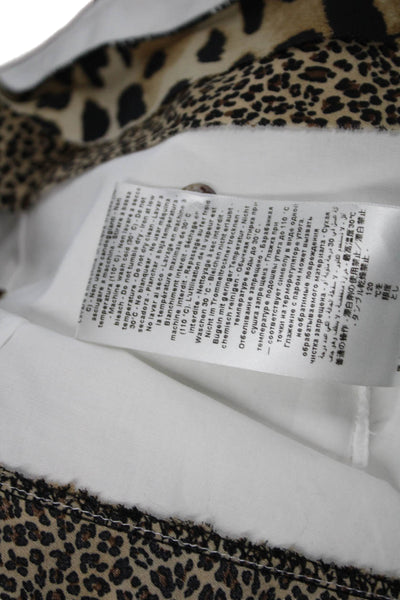 VLTs By Valentina Women Animal Print Cotton Collared Blouse Long Sleeve Size XL