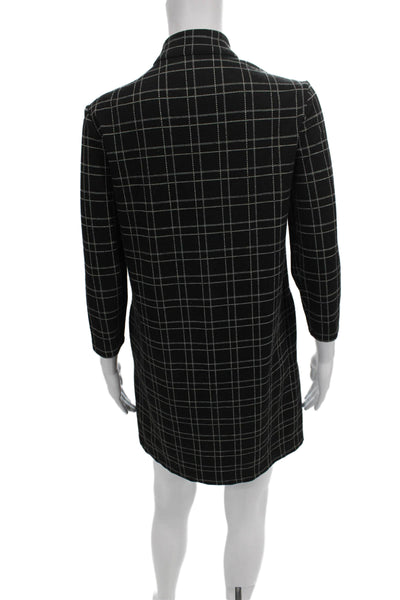 J. Mclaughlin Womens Black Plaid Mock Neck Shift Dress 3/4 Sleeve Size XS