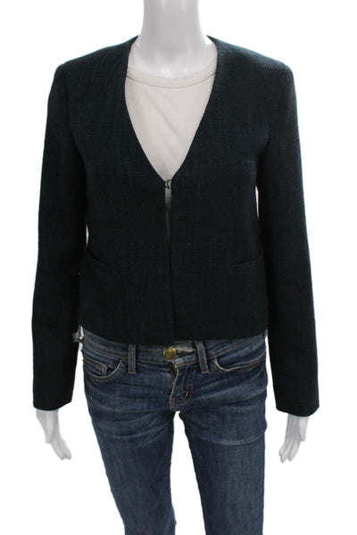Club Monaco Women Basic Jacket Green Zip Long Sleeve Size 0