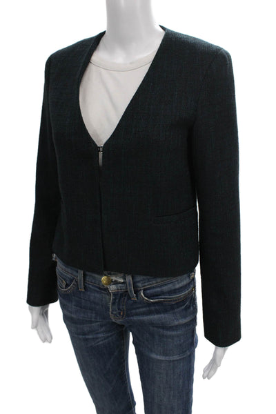 Club Monaco Women Basic Jacket Green Zip Long Sleeve Size 0