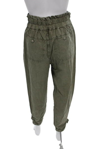 Sea New York Women Jogger Pants Green Cotton Button Solid Size 2