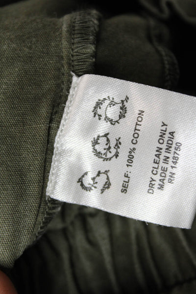 Sea New York Women Jogger Pants Green Cotton Button Solid Size 2