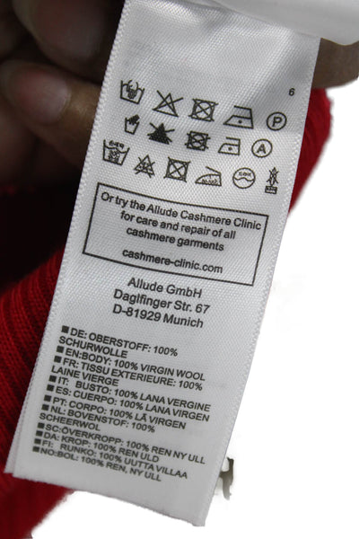 Allude Women Red Virgin Wool V-Neck Sleeveless Maxi Dress Size S