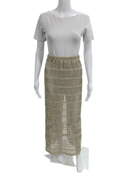 Peixoto Women Maxi Skirt Beige Geometric Pull On Size M