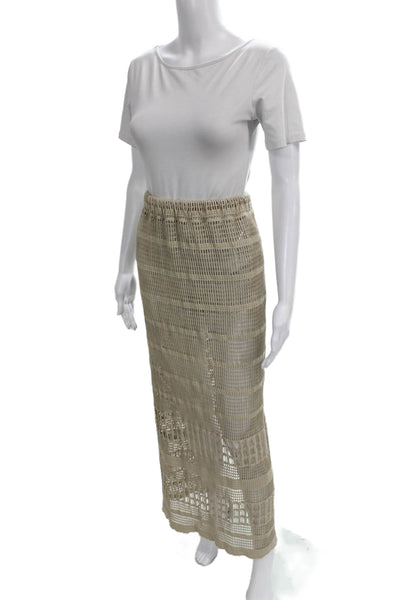 Peixoto Women Maxi Skirt Beige Geometric Pull On Size M