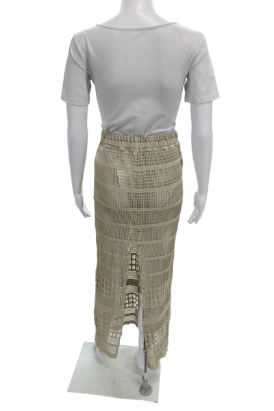 Peixoto Women Maxi Skirt Beige Geometric Pull On Size M