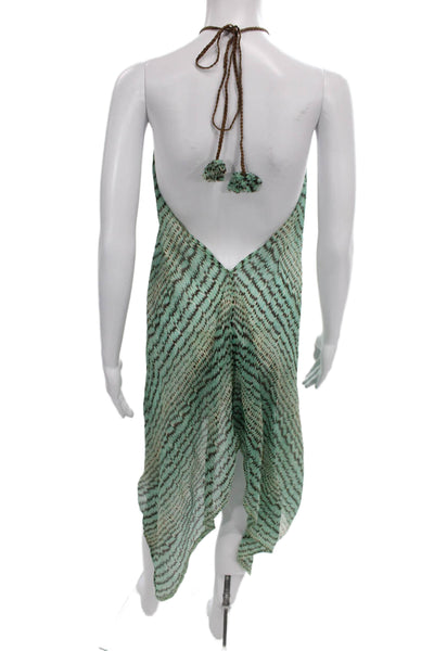 Pop Saint Barth Womens Sundress Cover Up Halter Animal Print Green Size One