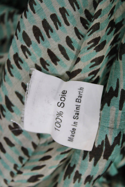 Pop Saint Barth Womens Sundress Cover Up Halter Animal Print Green Size One