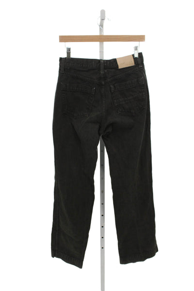 Trave Women Cargo Pants Black 100% Cotton Button Inseam 34 Size 27