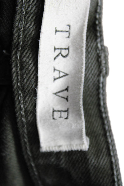 Trave Women Cargo Pants Black 100% Cotton Button Inseam 34 Size 27