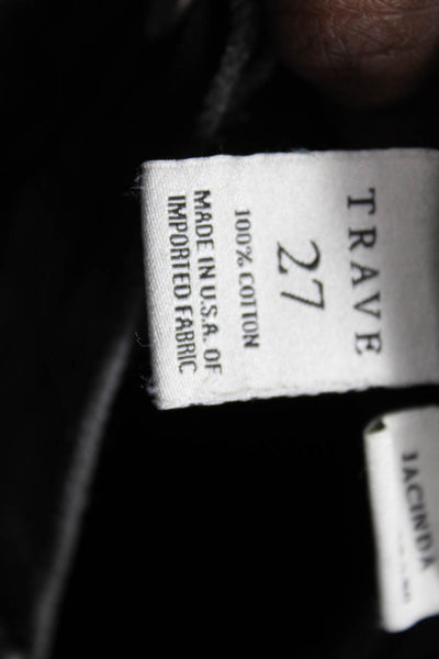 Trave Women Cargo Pants Black 100% Cotton Button Inseam 34 Size 27