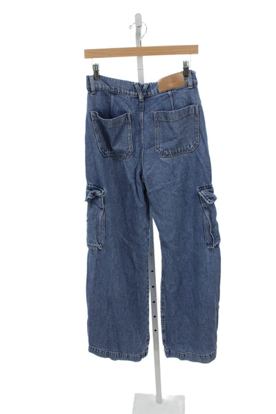 7 For All Mankind Womens Wide Leg Jeans Blue Lyocell Button Size 26