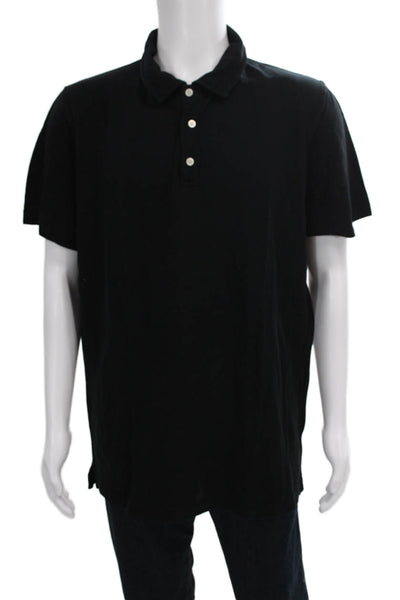Buck Mason Mens Short Sleeve Collared Knit Polo Shirt Black Cotton Extra Large