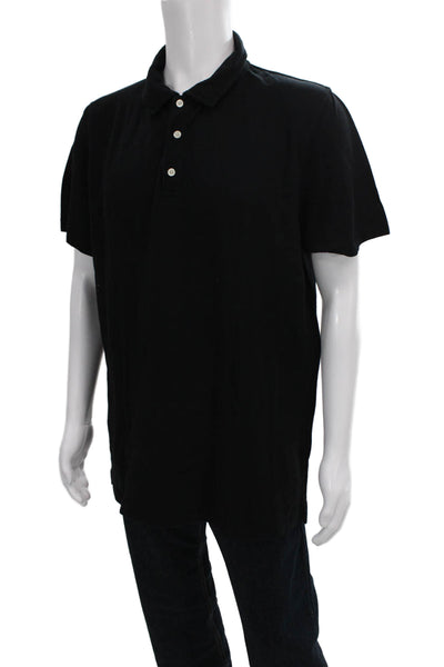 Buck Mason Mens Short Sleeve Collared Knit Polo Shirt Black Cotton Extra Large