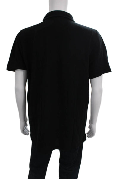 Buck Mason Mens Short Sleeve Collared Knit Polo Shirt Black Cotton Extra Large