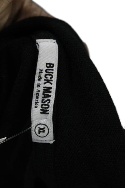 Buck Mason Mens Short Sleeve Collared Knit Polo Shirt Black Cotton Extra Large