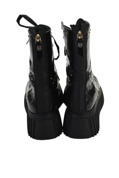 AGL Attilio Giusti Leombruni Womens Back Zip Platform Combat Boots Black 39.5