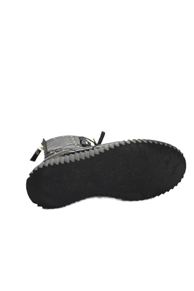 AGL Attilio Giusti Leombruni Womens Back Zip Platform Combat Boots Black 39.5