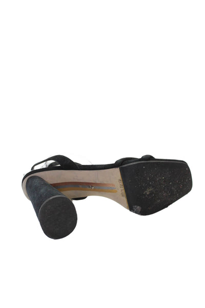 Sam Edelman Womens Block Heel Ankle Strap Sandals Black Suede Size 10