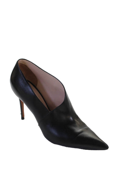 Celine Womens Slip On Stiletto Pointed Toe Leather Pumps Black Size 39.5