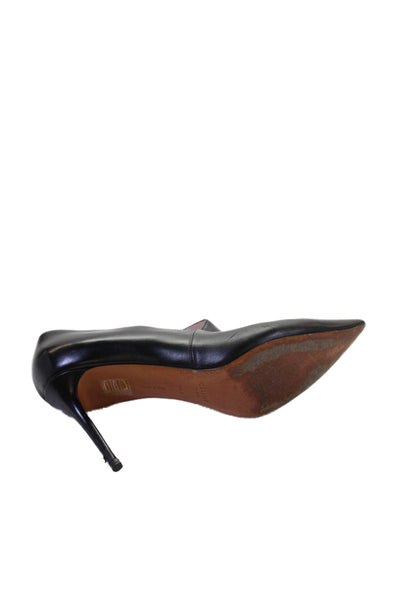 Celine Womens Slip On Stiletto Pointed Toe Leather Pumps Black Size 39.5