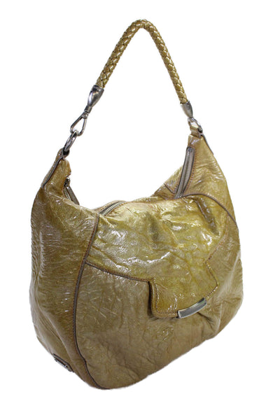 Botkier Womens Leather Silver Tone Braided Handle Shoulder Handbag Yellow