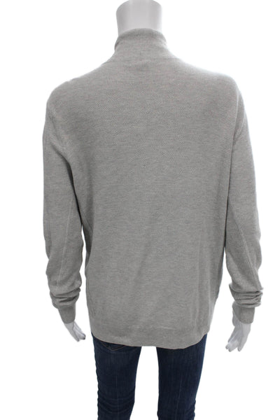 Forte Cashmere Womens Mock Neck Cardigan Gray Size M