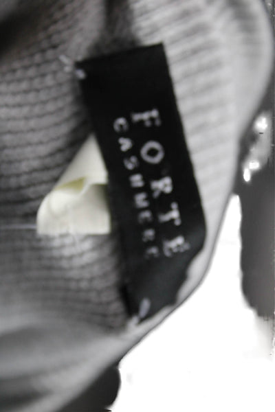Forte Cashmere Womens Mock Neck Cardigan Gray Size M