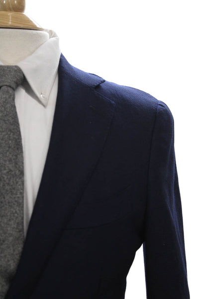 Vitale Barberis Unisex Blue 100% Wool Pant Suit Button Long Sleeve Size 48