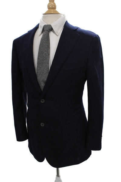 Vitale Barberis Unisex Blue 100% Wool Pant Suit Button Long Sleeve Size 48