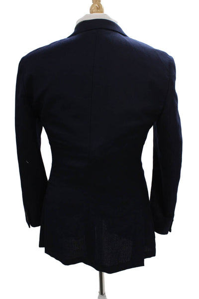 Vitale Barberis Unisex Blue 100% Wool Pant Suit Button Long Sleeve Size 48