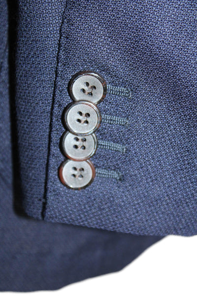 Vitale Barberis Unisex Blue 100% Wool Pant Suit Button Long Sleeve Size 48